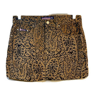 Bubblegum USA Size 5/6 Mini Skirt Brown Paisley Juniors Stretch Pockets …